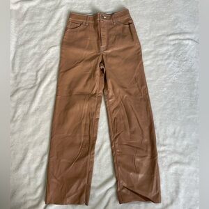 Express Tan Faux Leather Trousers